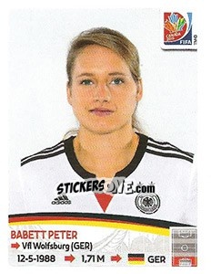 Sticker Babett Peter - FIFA Women's World Cup Canada 2015 - Panini