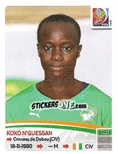 Sticker Koko N'Guessan - FIFA Women's World Cup Canada 2015 - Panini