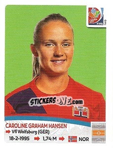 Cromo Caroline Graham Hansen - FIFA Women's World Cup Canada 2015 - Panini