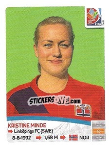 Figurina Kristine Minde - FIFA Women's World Cup Canada 2015 - Panini