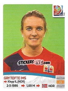 Figurina Gry Tofte Ims - FIFA Women's World Cup Canada 2015 - Panini