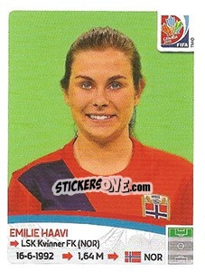 Sticker Emilie Haavi - FIFA Women's World Cup Canada 2015 - Panini