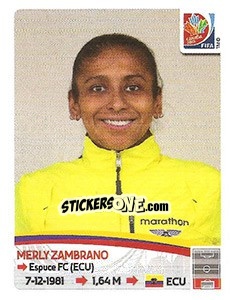 Sticker Merly Zambrano - FIFA Women's World Cup Canada 2015 - Panini