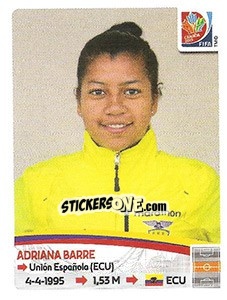 Sticker Adriana Barre - FIFA Women's World Cup Canada 2015 - Panini