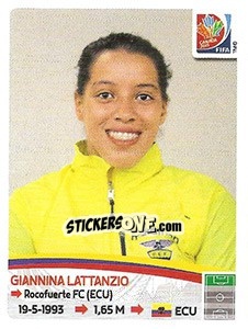 Cromo Giannina Lattanzio - FIFA Women's World Cup Canada 2015 - Panini