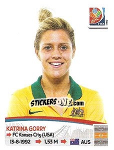 Figurina Katrina Gorry - FIFA Women's World Cup Canada 2015 - Panini