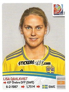 Figurina Lisa Dahlkvist - FIFA Women's World Cup Canada 2015 - Panini