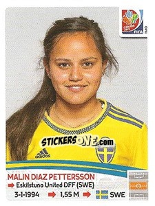 Figurina Malin Diaz Pettersson - FIFA Women's World Cup Canada 2015 - Panini
