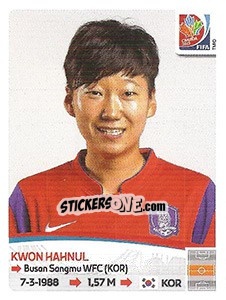 Sticker Kwon Hahnul - FIFA Women's World Cup Canada 2015 - Panini