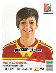 Sticker Marta Corredera - FIFA Women's World Cup Canada 2015 - Panini