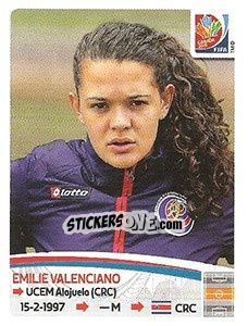 Sticker Emilie Valenciano - FIFA Women's World Cup Canada 2015 n. 397 - Panini
