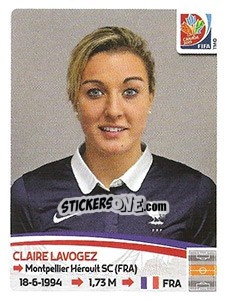 Sticker Claire Lavogez - FIFA Women's World Cup Canada 2015 - Panini