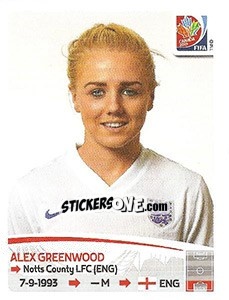 Sticker Alex Greenwood - FIFA Women's World Cup Canada 2015 - Panini