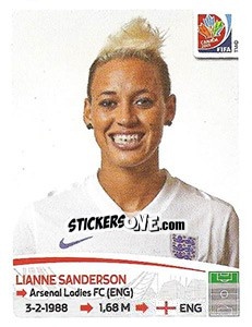 Sticker Lianne Sanderson - FIFA Women's World Cup Canada 2015 - Panini