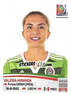 Cromo Valeria Miranda - FIFA Women's World Cup Canada 2015 - Panini