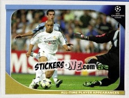 Sticker All-Time Player Appearances (Roberto Carlos) - UEFA Champions League 2008-2009 n. 554 - Panini