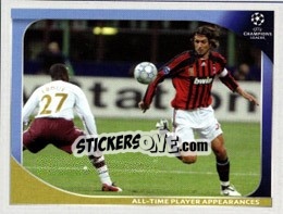 Sticker All-Time Player Appearances (Paolo Maldini) - UEFA Champions League 2008-2009 n. 555 - Panini