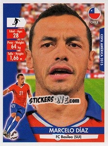 Sticker Marcelo Díaz - Copa América. Chile 2015 n. 37 - Navarrete
