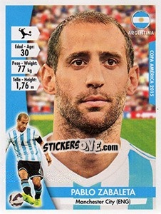 Sticker Pablo Zabaleta - Copa América. Chile 2015 - Navarrete