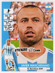 Figurina Javier Mascherano - Copa América. Chile 2015 - Navarrete