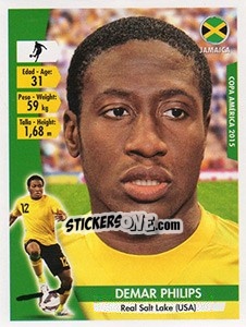 Sticker Demar Phillips - Copa América. Chile 2015 n. 154 - Navarrete