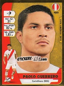 Figurina Paolo Guerrero - Copa América. Chile 2015 - Navarrete