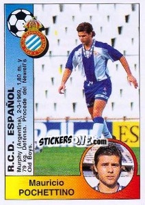 Cromo Mauricio Roberto Pochettino Trossero (R.C.D. Espanyol) - Liga Spagnola 1994-1995 - Panini