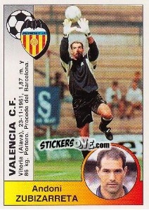 Sticker Andoni Zubizarreta Urreta (Valencia C.F.) - Liga Spagnola 1994-1995 n. 375 - Panini
