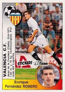 Cromo Enrique Fernández Romero (Valencia C.F.) - Liga Spagnola 1994-1995 - Panini