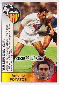 Sticker Antonio Poyatos Medina (Valencia C.F.) - Liga Spagnola 1994-1995 - Panini