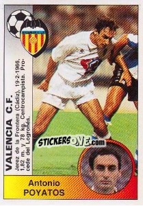 Sticker Antonio Poyatos Medina (Valencia C.F.) - Liga Spagnola 1994-1995 n. 385 - Panini
