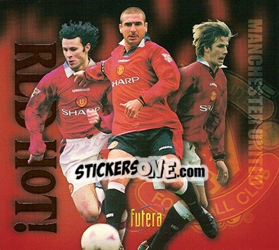 Sticker Ryan Giggs / Eric Cantona / David Beckham - Manchester United 1997 n. XL - Futera