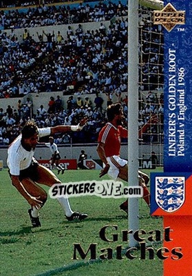 Sticker Lineker's golden boot. Poland - England 1986