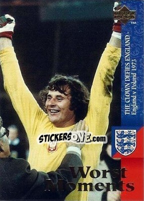 Sticker The clown defies England. England - Poland 1973 - England 1998 - Upper Deck