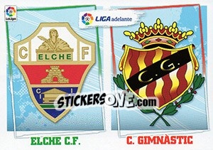Figurina ESCUDO LIGA ADELANTE 4 ELCHE / GIMNÀSTIC (4) - Liga Spagnola 2015-2016 - Colecciones ESTE