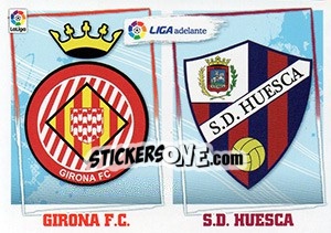 Cromo ESCUDO LIGA ADELANTE 5 GIRONA / HUESCA (5) - Liga Spagnola 2015-2016 - Colecciones ESTE