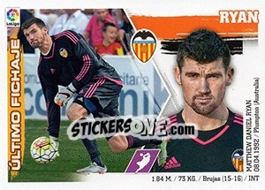 Sticker 16. Mathew Ryan (Valencia CF) - Liga Spagnola 2015-2016 n. 646 - Colecciones ESTE