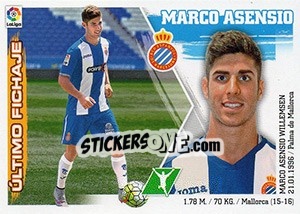 Sticker 40. Marco Asensio (RCD Espanyol) - Liga Spagnola 2015-2016 n. 670 - Colecciones ESTE
