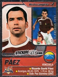 Sticker Páez - Copa América. Venezuela 2007 n. 37 - Navarrete