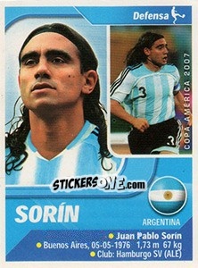 Sticker Juan Pablo Sorín - Copa América. Venezuela 2007 - Navarrete