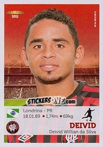 Sticker Deivid - Campeonato Brasileiro 2015 - Panini