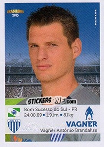 Cromo Vagner - Campeonato Brasileiro 2015 n. 33 - Panini