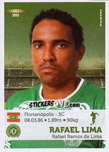 Sticker Rafael Lima - Campeonato Brasileiro 2015 n. 52 - Panini