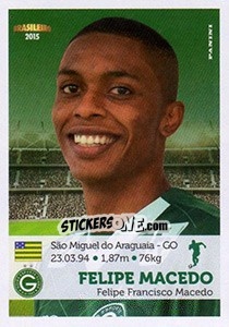 Cromo Felipe Macedo - Campeonato Brasileiro 2015 n. 165 - Panini