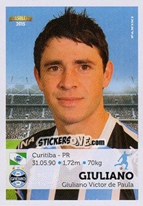 Sticker Giuliano - Campeonato Brasileiro 2015 n. 185 - Panini
