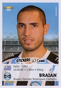 Sticker Braian - Campeonato Brasileiro 2015 n. 189 - Panini
