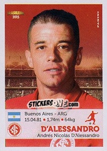 Sticker Andrés D'Alessandro - Campeonato Brasileiro 2015 n. 202 - Panini