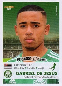 Sticker Gabriel de Jesus - Campeonato Brasileiro 2015 n. 238 - Panini