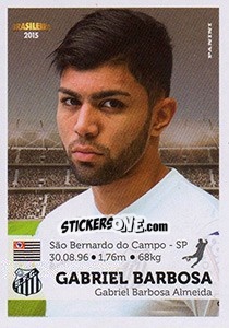 Cromo Gabriel Barbosa - Campeonato Brasileiro 2015 - Panini