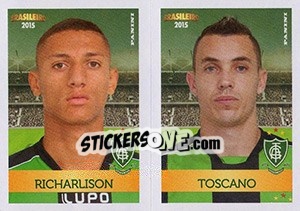 Sticker Richarlison / Toscano - Campeonato Brasileiro 2015 n. 332 - Panini